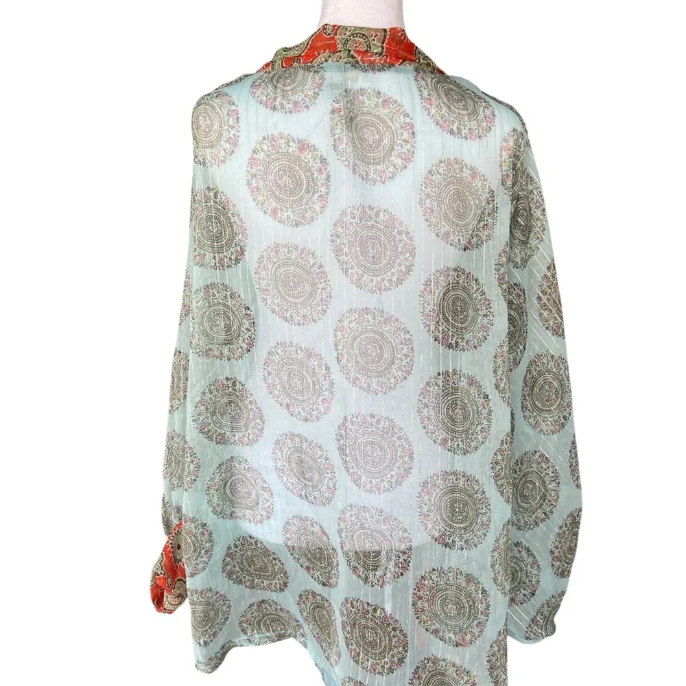 NWOT Free People Kantha Shimmer Tie Front Kimono - Picture 6 of 8